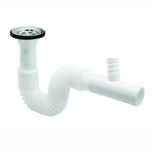 Sifon flexibil cu ventil si racord pentru evacuare masina de spalat, 1 ¼ X 32 mm, Aquamax