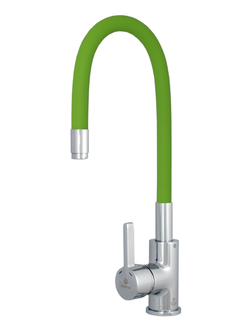 Baterie de bucatarie pipa flexibila verde ERMETIQ A208V