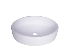 Lavoar oval Sanotechnik K305, montaj blat, ceramica, alb, 50 x 36 x 14 cm
