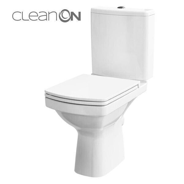 Set 599 WC compact EASY NEW CleanOn  010, capac, duroplast, antibacterian, inchidere lenta, demontare rapida